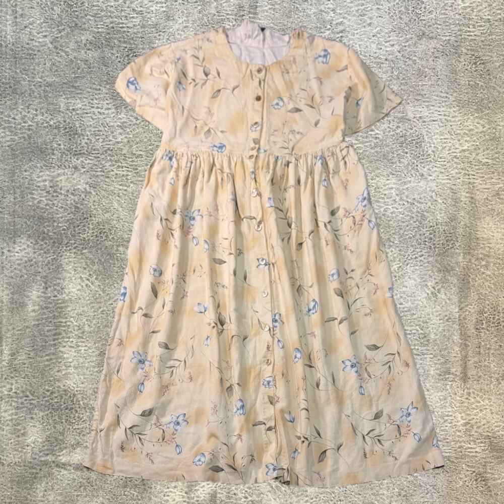 Vintage Manor House Floral Pastel Yellow Maxi Dress - Picture 2 of 7
